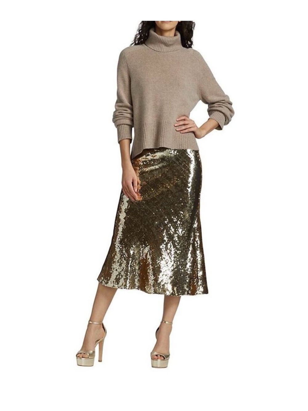 Veronica Beard Gold Sequin Maxi Skirt- Size 2